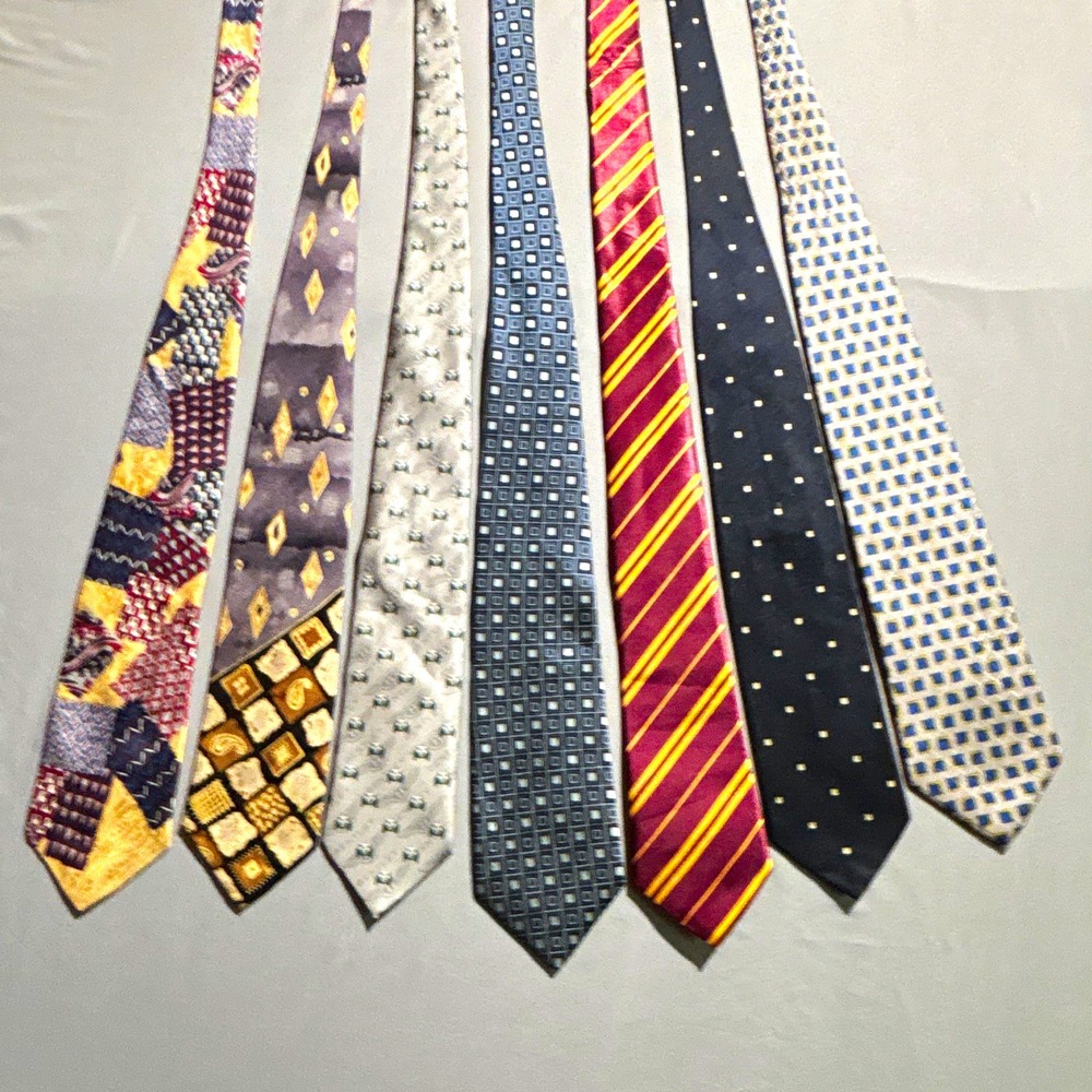 Designer Silk Tie Lot 7pc Yves Saint Laurent Nina Ricci Valentino Bentley HP